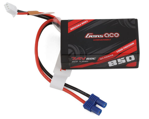 GEA8502S60E2 Gens Ace 2S LiPo Battery 60C (7.4V/850mAh) w/EC2 Connector (Losi Mini-B)-LiPo Battery-Mike's Hobby