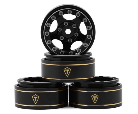 TLHTSCX24-44 Treal Hobby Type B 1.0" 5-Spoke Beadlock Wheels (Black/Black) (4) (22.4g)-WHEELS AND TIRES-Mike's Hobby