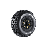 LOULT3148SB SC-Pioneer 1/10 Short Course Tires, Soft, 12, 14 & 17mm Removable Hex on Black Rim (2)-WHEELS AND TIRES-Mike's Hobby